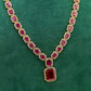 Pink Elegant Catrine & Halo Necklace and Earrings Set