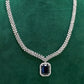 Navy Elegant Catrine & Halo Necklace and Earrings Set