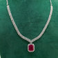 Pink Elegant Catrine & Halo Necklace and Earrings Set