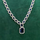Navy Elegant Catrine & Halo Necklace and Earrings Set