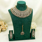 Gold/White Party Set - American Stone Jewellery Set – Necklace Set with Earrings & Tikka