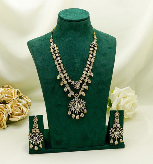Gold/White Party Set - American Stone Jewellery Set – Necklace Set with Earrings