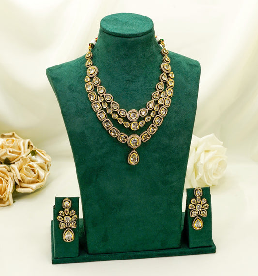 Gold Party Set - American Stone Jewellery Set – Necklace Set with Earrings