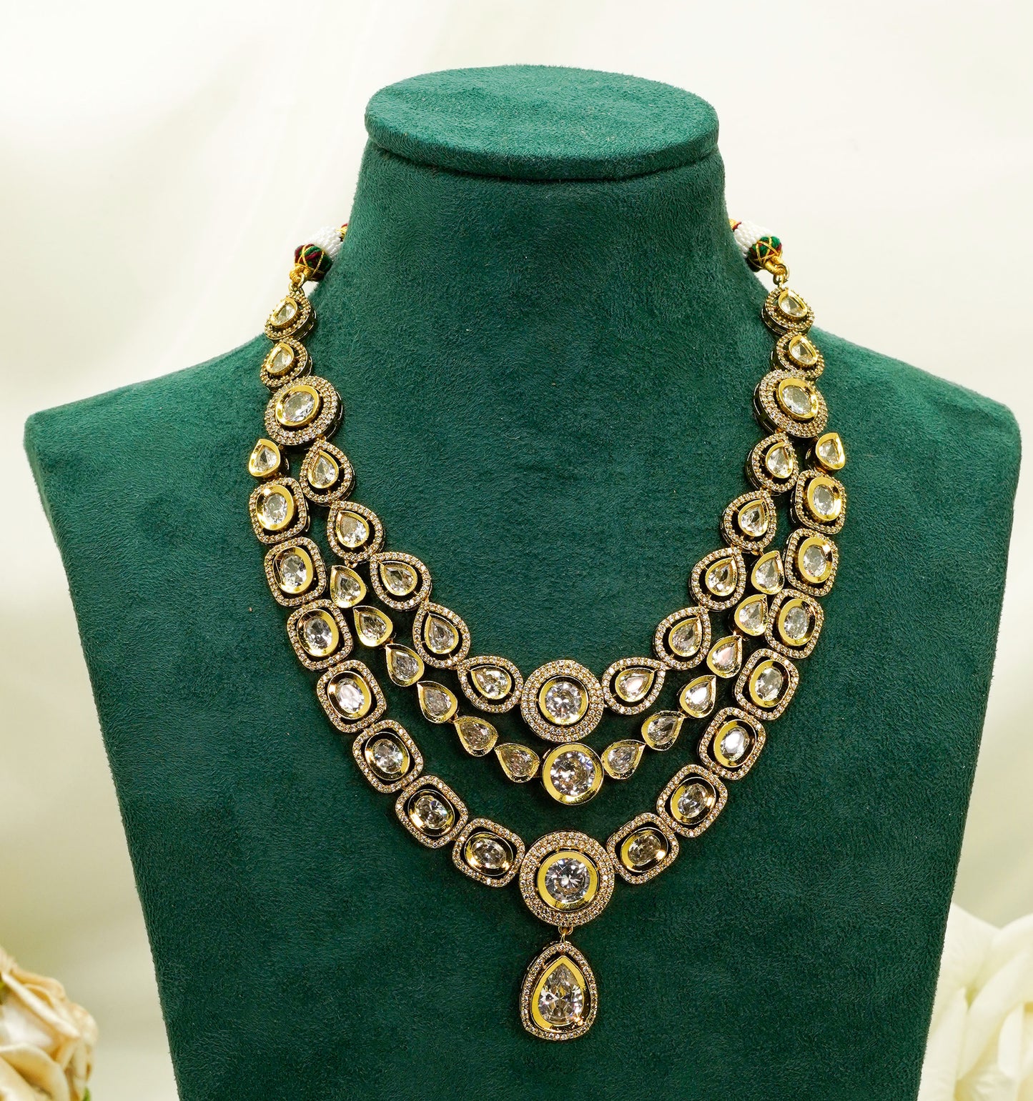 Gold Party Set - American Stone Jewellery Set – Necklace Set with Earrings