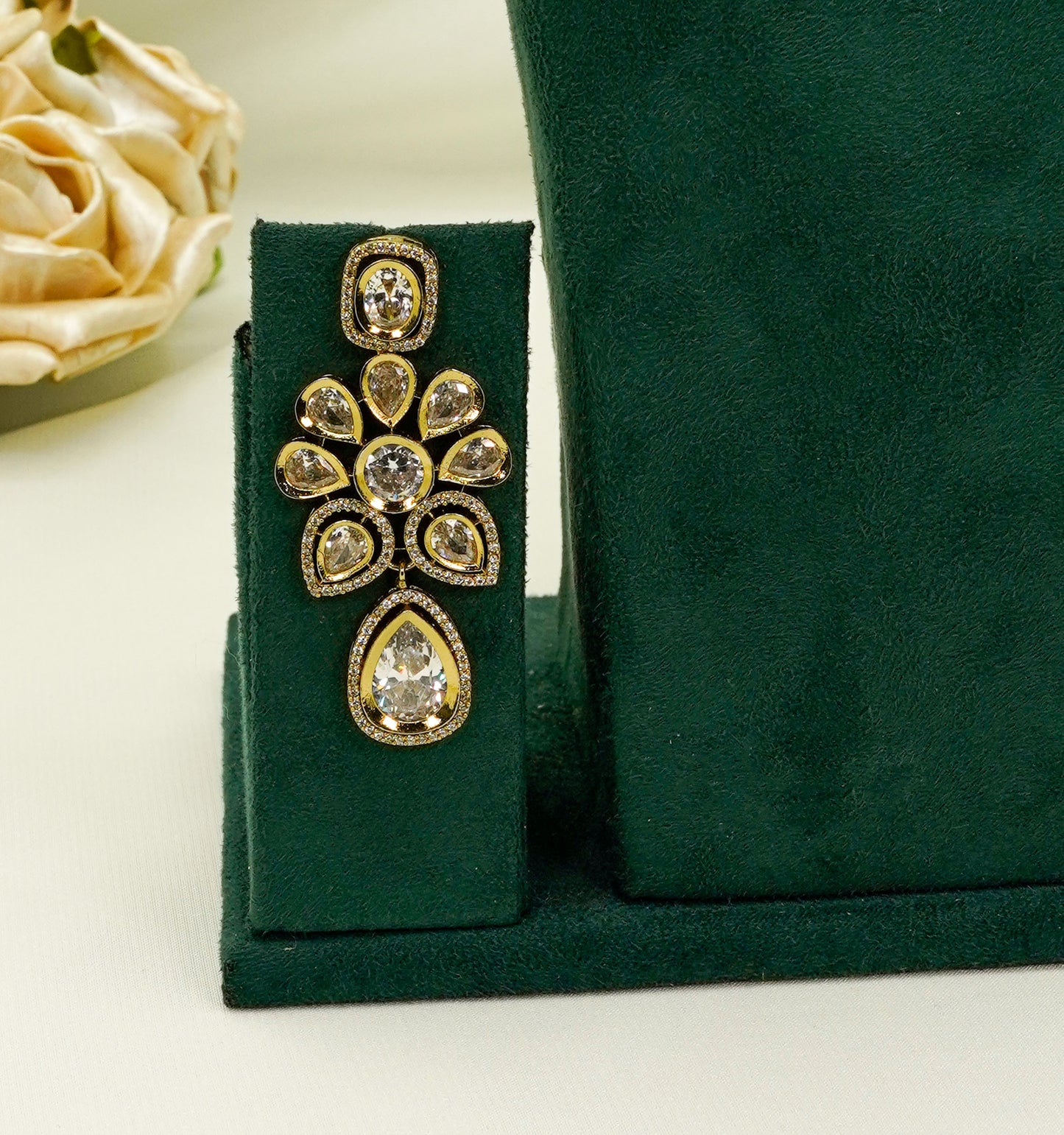 Gold Party Set - American Stone Jewellery Set – Necklace Set with Earrings
