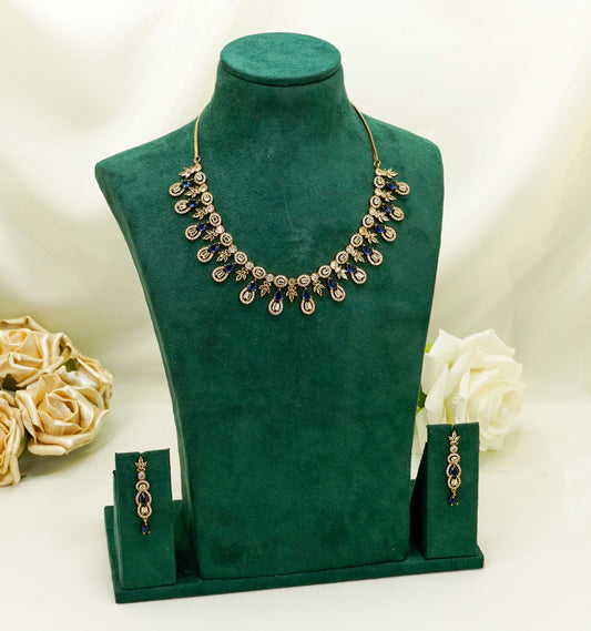 Navy Party Set - American Stone Jewellery Set – Necklace Set with Earrings
