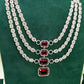 Red/Silver Party Set - American Stone Jewellery Set – Necklace Set with Earrings