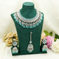 Aqua Blue Party Set - Choker Jewellery Set – Modest  Partywear with Earrings and Tikka