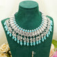 Aqua Blue Party Set - Choker Jewellery Set – Modest  Partywear with Earrings and Tikka
