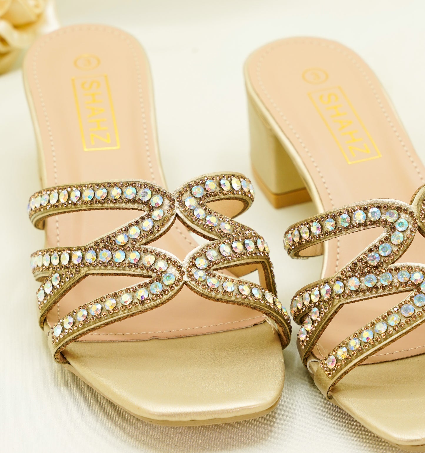 Party Heels – Crystal-Embellished Block Sandals for Weddings, Receptions & Formal Wear - CC05