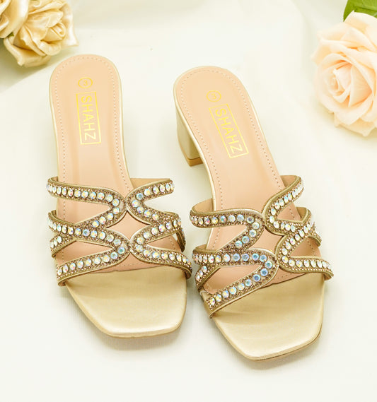 Party Heels – Crystal-Embellished Block Sandals for Weddings, Receptions & Formal Wear - CC05