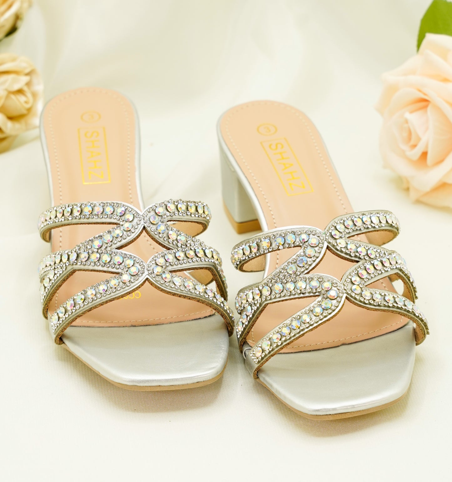 Party Heels – Crystal-Embellished Block Sandals for Weddings, Receptions & Formal Wear - CC05