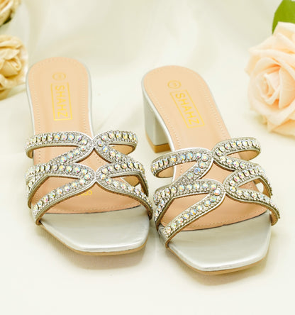 Party Heels – Crystal-Embellished Block Sandals for Weddings, Receptions & Formal Wear - CC05