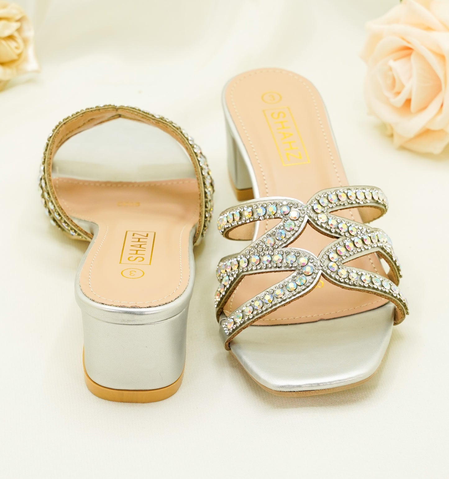 Party Heels – Crystal-Embellished Block Sandals for Weddings, Receptions & Formal Wear - CC05
