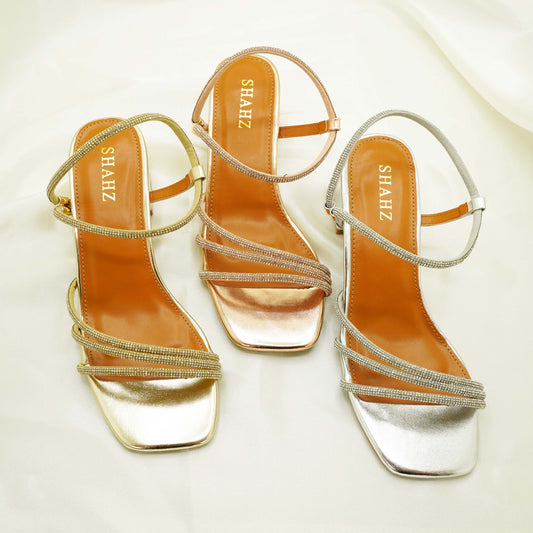 SHAHZ Party Block Heels – Strappy Spiral Ankle Sandals for Weddings, Eid & Special Events