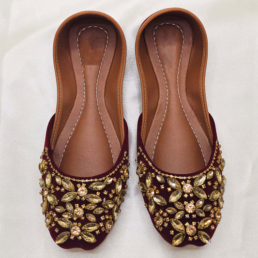 Mustard Print Khussa – Modest Everyday Footwear for  Women with Floral Etching