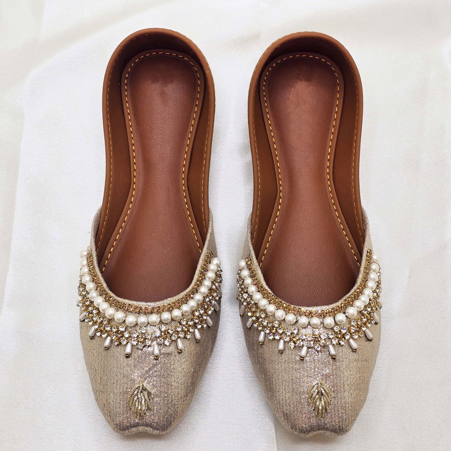 Champagne Pearl Khussa – Modest Bridal Footwear for  Women’s Nikah & Walima Events