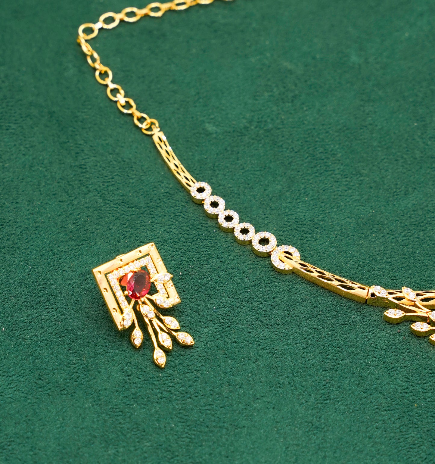 Square Gold Plated Necklace Set - Jewellery Necklace Set