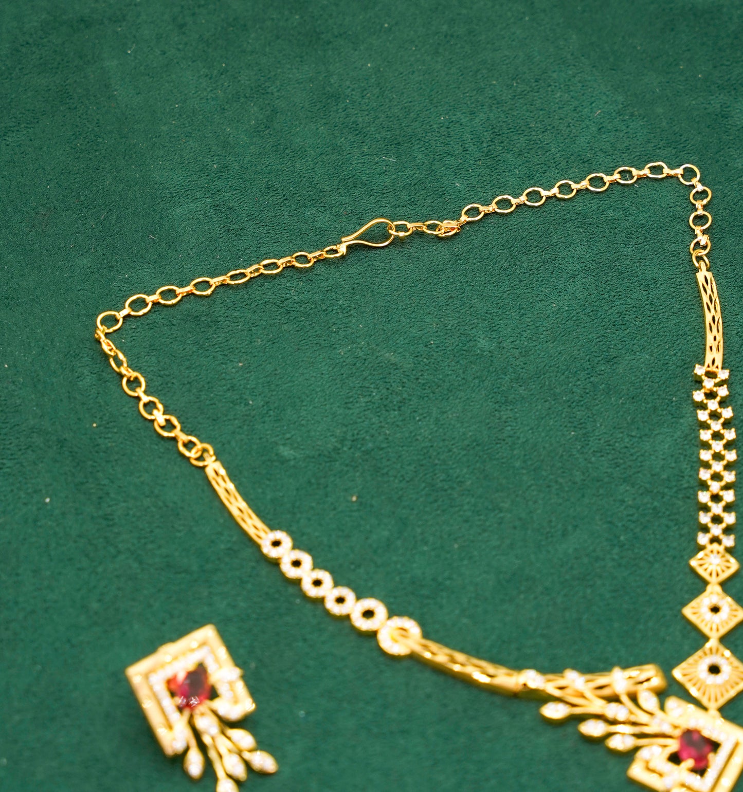 Square Gold Plated Necklace Set - Jewellery Necklace Set
