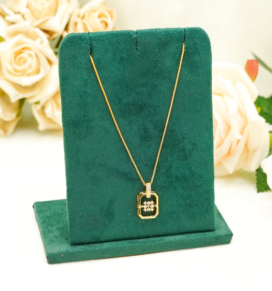 Zeeba Square Gold Plated Necklace