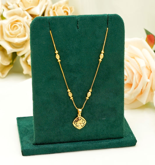 Nisha Square Pendant Gold Plated Necklace