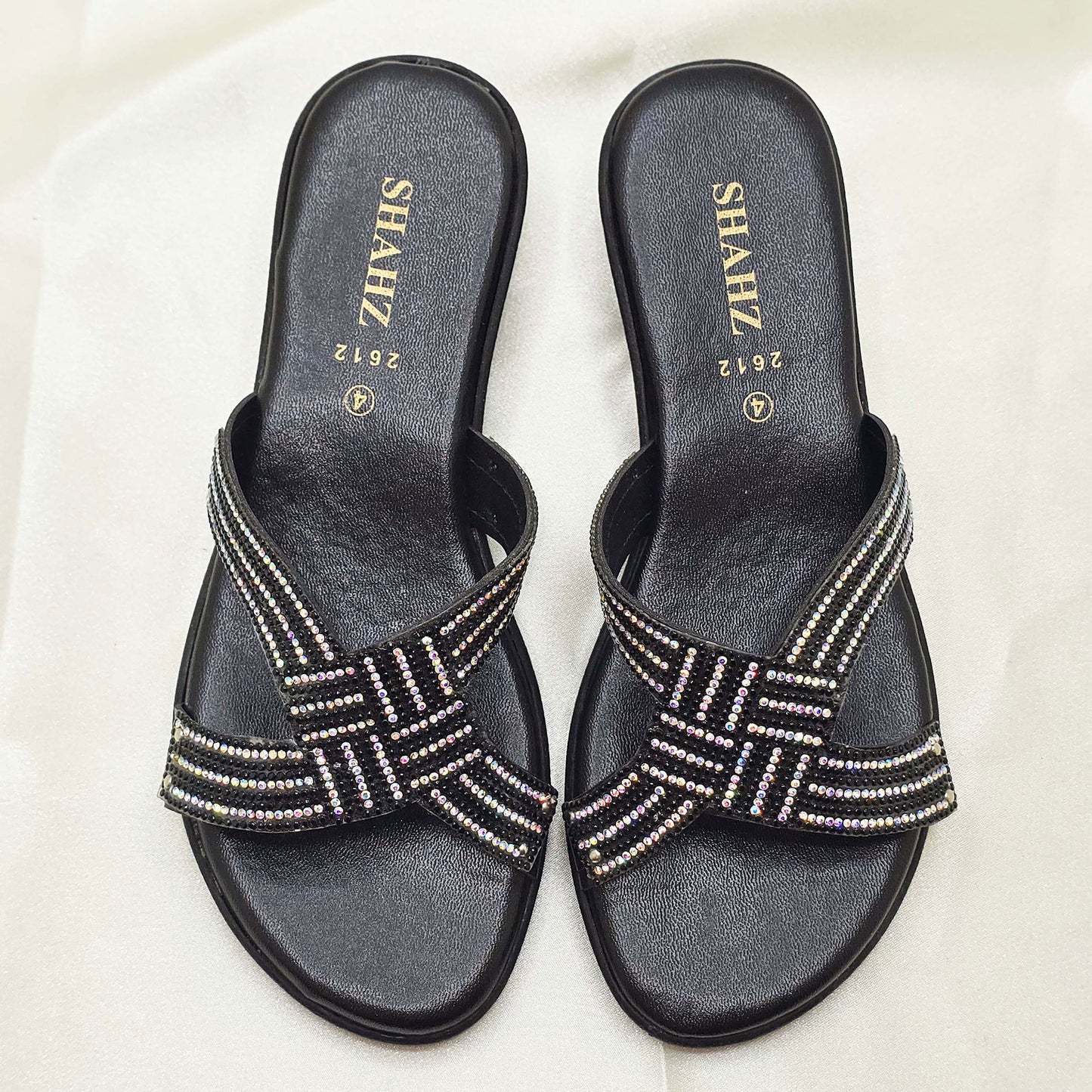 Black Rhinestone Slip-On Sandals – Modest Summer Footwear for  Women