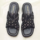 Black Sparkle Cross-Strap Slippers – Comfortable Modest Footwear by SHAHZ