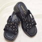 Black Sparkle Cross-Strap Slippers – Comfortable Modest Footwear by SHAHZ