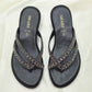 Black Glam Toe-Ring Sandals – Embellished Criss-Cross Slippers for Women - 2610