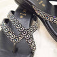 Black Glam Toe-Ring Sandals – Embellished Criss-Cross Slippers for Women - 2610