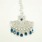 Statement Silver & Blue Chand Tikka – Crystal Bridal Headpiece for Walima, Nikah & Festive Wear