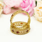 Antique Gold Bridal Bangles with Maroon Stones – Traditional Kundan-Style Bangle Set