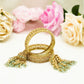 Antique Gold Jhumka Bangles with Mint Green Beads – Bridal Dangle Bangle Set for Weddings & Festive Wear