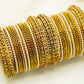 Gold & White Multi-Design Party Bangles – 24-Piece Bridal Bangle Set with Kundan Accents